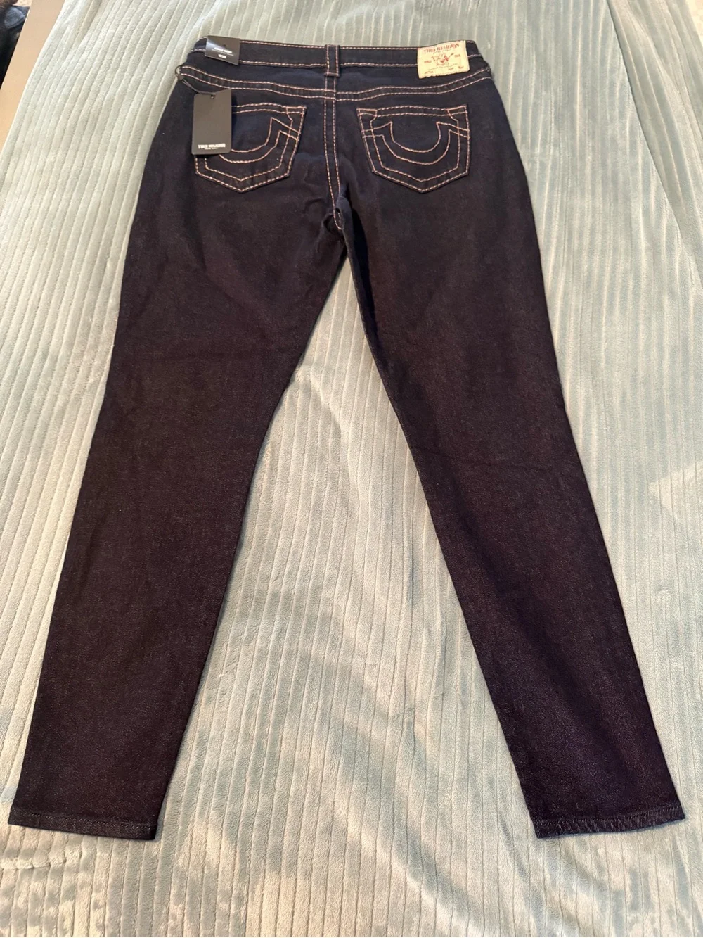 True Religion Dark Blue Women's Jeans with Contrast Stitching